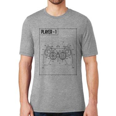 Imagem de Camiseta Player 1 Controle Joystick - Foca na Moda, Cinza, GG