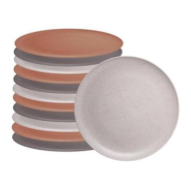 Imagem de Jogo 12 Pratos Raso em Fibra de Pinho e PP Pine Cores Sortidas Inquebr