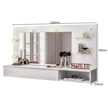 Imagem de Penteadeira Camarim Suspensa Essenza - pr Móveis Branco Fosco