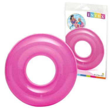 Imagem de Boia Transparente Redonda Grande Rosa Intex 59260