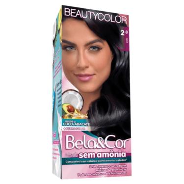 Imagem de Kit Tintura Creme Bela&Cor sem Amônia 2.0 Preto Beautycolor
