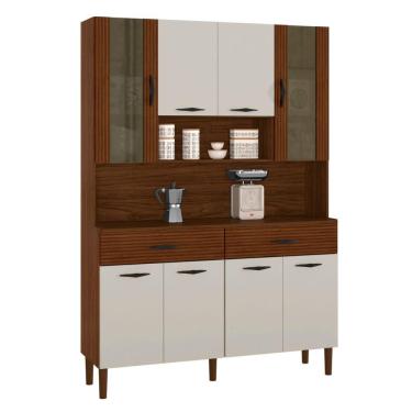 Imagem de Kit Cozinha 8 Portas Golden Ripado Off White Nogueira