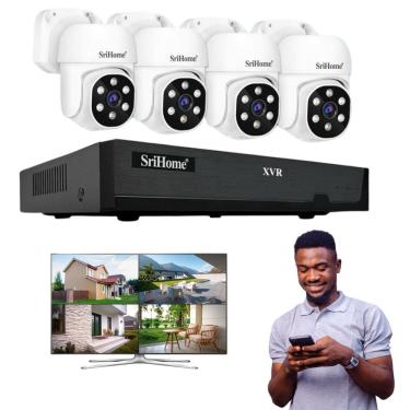 Imagem de Sistema de Monitoramento XVR de 4 Canais com 4 Câmeras Wi-Fi IP Sem Fio Movimento PTZ Full HD e Visão Noturna Colorida