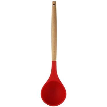 Imagem de Concha Colher de Silicone Cabo de Madeira Top Util Cozinha - Top Útil,