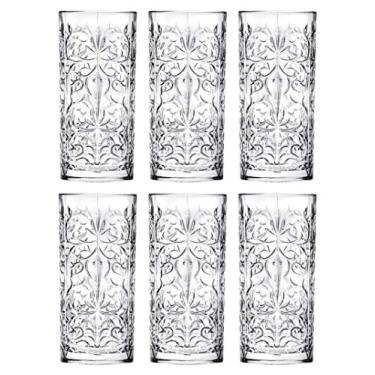 Imagem de Highball - Vidro - Conjunto de 6 - Copos Hiball - Cristal sem Chumbo - Lindo Design de Tatuagem - Copos de Beber - para Água, Suco, Vinho, Cerveja e Coquetéis - 368 g - por Barski - Feito na Europa