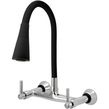 Imagem de Torneira Misturador Gourmet Flexível Cone Preto Parede - Furkin, Volan