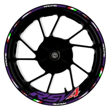 Imagem de Awonderful Kit de listras refletivas para motocicleta, adesivos de aro de roda de vinil compatíveis com Aprilia RSV4 1000 2009-2019 (roxo)