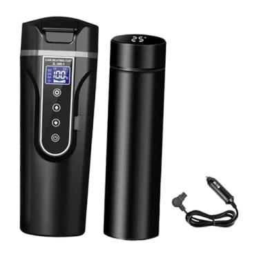 Imagem de WeiLaiKeQi 12V 24V Chaleira de caldeira de carro de 24V Chaleira elétrica com caneca isolada Viagem de carro Intelligent Viagem Copo de água de calor elétrico,