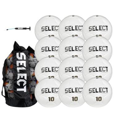 Imagem de SELECT Bola de futebol Numero 10, pacote com 12 bolas com bolsa esportiva e bomba de mão, toda branca NFHS V25, tamanho 5
