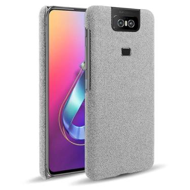 Imagem de Capa para ASUS Zenfone Zs630kl,Capa desenhada em lona,Case Protetora Ultrafina com Empunhadura Macia,Design em Tecido Antichoque e Antiarranhões-Light gray