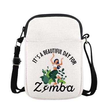Imagem de XYANFA Bolsa de cosméticos It's A Beautiful Day for Zumba Zumba Zumba Lover Gift Zumba Instructor Zumba Dancer Fitness Coach Bolsa com zíper, Linda bolsa tiracolo Day