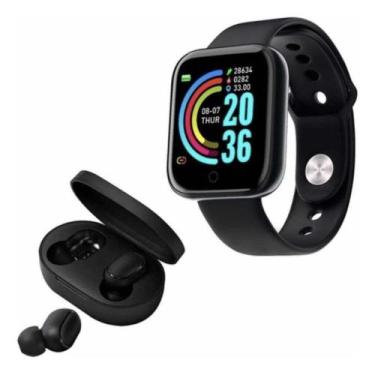 Imagem de Relógio Smart Digital D20 Unissex + Fone S/fio Preto - 01Smart