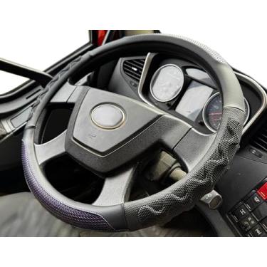 Imagem de PINCTROT Capa de volante tamanho GG com ótima aderência de 17,5 a 18 polegadas para caminhão semi, serve para trailer, caminhoneiro Big Rig Trucker, 18 rodas e carros clássicos, design antiderrapante
