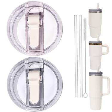 Imagem de Copo de substituição à prova de vazamento de 2 peças com canudo – adequado para Stanley ProTour Quencher e Quencher H2.0 590 ml, copo de 850 g (Cream-A e Café, 590 ml e 850 g)