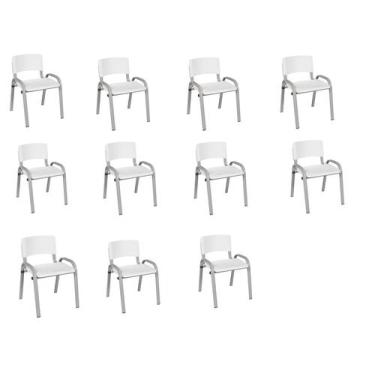 Imagem de Kit 11 Cadeiras Infantil Iso, Escola, Base Cinza-Branco - J A Garcia