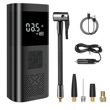 Imagem de Compressor de ar portátil para inflador de pneu, compressor de ar de bateria de 7500 mAh, inflador digital de pneu de 150 PSI com tela de LED, bomba de ar para carros, bicicletas e pneus de
