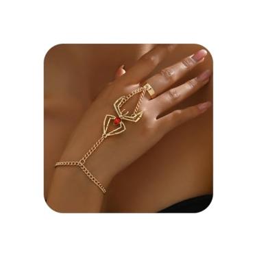 Imagem de YienDoo Pulseira de aranha de cristal gótico vintage pulseira de mão de aranha corrente de aranha anel de dedo aranhas corrente escrava arnês de mão pulseiras amizade joias para mulheres, one size