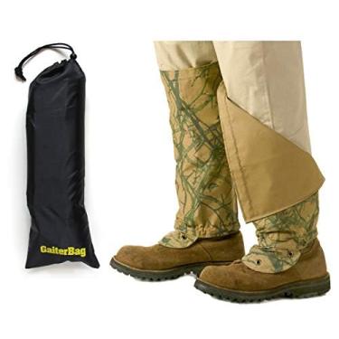Imagem de Polainas de cobra TurtleSkin SnakeArmor – Regular – reversível cáqui/camuflagem com bolsa de armazenamento de nylon (Cáqui/Camo)
