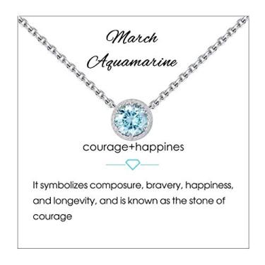 Imagem de Presentski Colar de pedra do mês de nascimento em prata esterlina 925, colar delicado, pingente solitário com zircônia cúbica, presentes de aniversário para mulheres e meninas, Prata esterlina