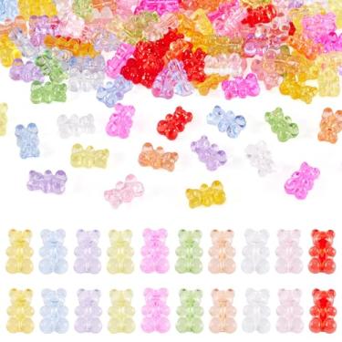 Imagem de Pandahall 150 peças de contas de ursinho de goma de acrílico transparente de cores mistas para colar faça você mesmo, pulseira, chaveiro, fabricação de joias