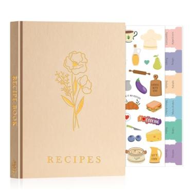 Imagem de Lanpn Caderno de receitas em branco para escrever em suas próprias receitas, capa de couro A5, à prova d'água, caderno de culinária vazio para 70 receitas, livro de receitas com adesivos para