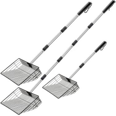 Imagem de Colher de cocô de galinha, colher de aço inoxidável SUVEUS de 25 cm, ajustável de 81 a 170 cm de comprimento, pá de aparas de galinheiro 5 em 1, pá de peneira de areia resistente