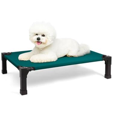 Imagem de Heeyoo Cama elevada para cães, berço elevado refrescante, à prova de mastigação, tela respirável, lavável e armação de metal, cama portátil para cães com pés antiderrapantes para uso externo ou
