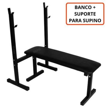 Imagem de Banco Reto 1,05m e Cavalete para Supino Residencial - SEPO