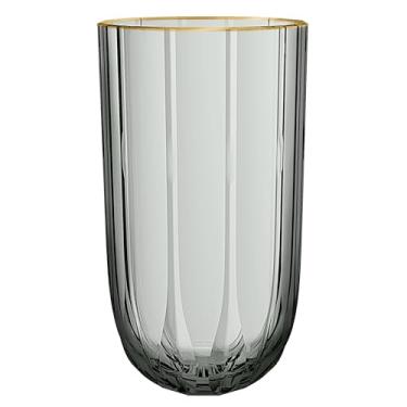 Imagem de Jogo de 6 copos altos Refinatto em cristal ecológico com borda dourada 400ml A13,5cm fumê