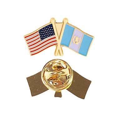 Imagem de Chapéu Guatemala Country Lapel esmaltado com recordação dos Estados Unidos, masculino, feminino, patriótico, guatemalteco (pino com bandeira dupla)