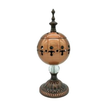 Imagem de XLWLLNJ Queimador de incenso elétrico árabe decoração do Oriente Médio incensário para meditação spa presente, Bronze Vermelho