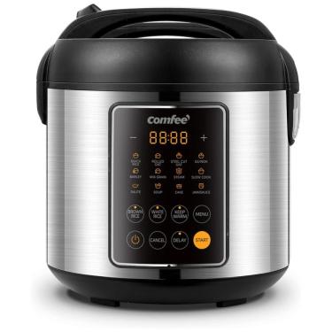 Imagem de Panela de Arroz COMFEE, Multi Cooker de Aço Inoxidável 14 em 1, 5,3 litros, 20 porções cozidas, Fogão Lento, Cozinheiro a Vapor e mais!