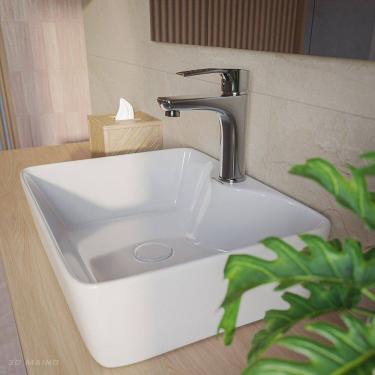 Imagem de Cuba de Apoio para Banheiro/lavabo Cerâmica Quadrada 48 Cm Branco Brilho