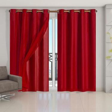 Imagem de Cortina Blackout Pvc Voil 4,20M X 2,50M - Vermelho - Eddi Casa