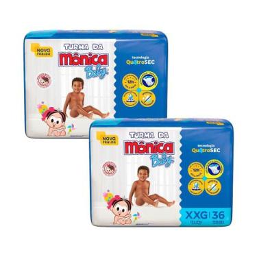 Imagem de Kit 2 Fraldas Turma da Mônica Baby Mega XXG com 36un cada