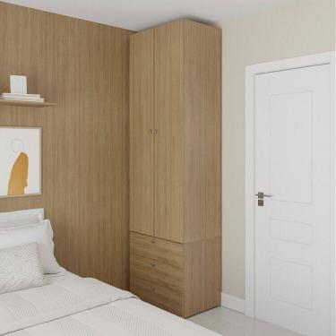 Imagem de Guarda-roupa 2 Módulos 2 Portas 3 Prateleiras 3 Gavetas Frame Cabecasa madeiramadeira Acácia