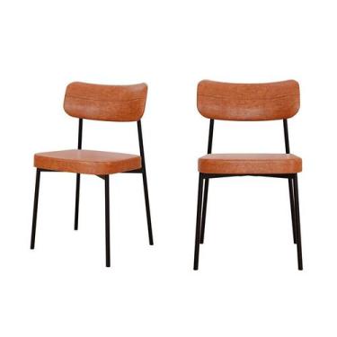 Imagem de Conjunto com 2 Cadeiras Mona Revestimento Sintético Caramelo e Preto -