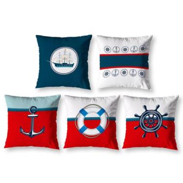 Imagem de Kit 5 Capas de Almofada Menino Infantil Estampadas 40cm x 40cm Decorat