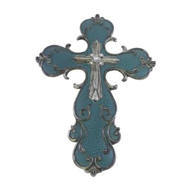 Imagem de Ioensy Crucifixo Cruz Decoração de Parede Design Moderno Arte de Parede Enfeites Artesanato Estátua Estatueta para Quarto Mesa Jardim Sala de Estar, 20.5 Cm X 29.5 Cm