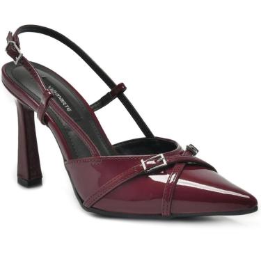 Imagem de Scarpin Via Marte Salto Médio Fivelas Detalhe Feminino - Vinho