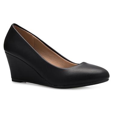 Imagem de Olivia K – Calcinha de bico redondo com strass e glíter, confortável, gatinha, anabela baixa, Black Pu*, 10 Little Kid