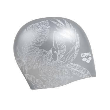 Imagem de Arena Touca de natação de silicone moldado Sirene para mulheres natação super elástica durável touca de banho para cabelos longos ajuste apertado, Cecilia prata, tamanho único