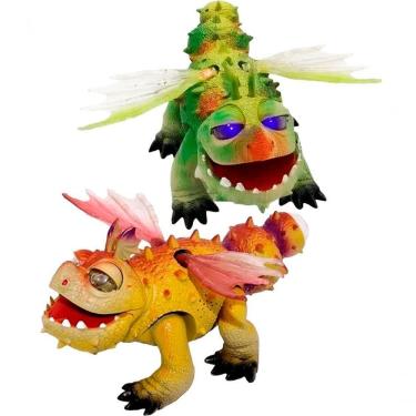 Imagem de Dupla Brinquedo Infantil Dragão Dinossauro Com Movimento Luz