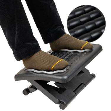 Imagem de Mind Reader Apoio ergonômico para os pés com altura ajustável com rolos de massagem, preto
