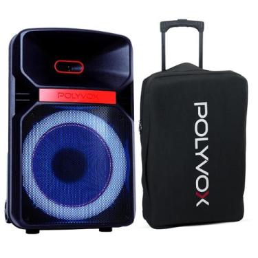 Imagem de Caixa de Som Amplificada Bluetooth Polyvox XC812 600W 7h bateria Case 