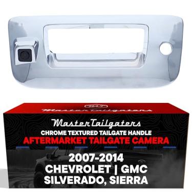 Imagem de Master Tailgaters Alça traseira cromada com substituição de câmera reserva para Chevrolet Silverado/GMC Sierra (2007-2014) | IP68 à prova d'água | Linhas de grade de estacionamento disponíveis | Fácil
