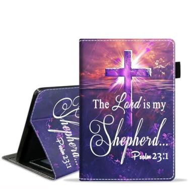 Imagem de FQTBCEARI Capa para tablet Amazon Fire Max 11 (11 polegadas, 13ª geração, versão 2023), capa fina de couro PU com slot para cartão e despertar/hibernar automaticamente, citação da cruz sagrada