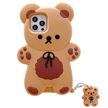 Imagem de Yatchen Capa de urso compatível com iPhone 7 Plus/8 Plus, capas de telefone Kawaii, fofo, desenho 3D, ursinho de pelúcia com chaveiro, capa de silicone macio à prova de choque para iPhone 6 Plus/7