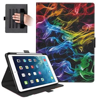 Imagem de Dteck Capa para iPad 9.7 2018 2017 / iPad Air 2 / iPad Air 1, suporte de visualização multi-ângulo de couro PU premium capa protetora inteligente à prova de choque com suporte para lápis, capa de hibernar/despertar automática, fumaça colorida