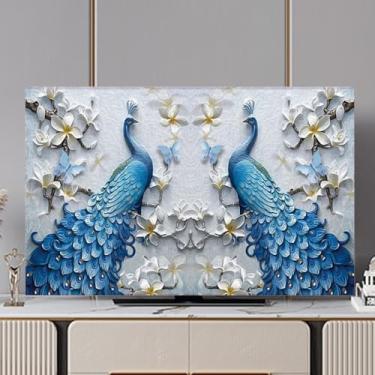 Imagem de Capa de TV para ambientes internos 81.3 cm-203.2 cm Capas de poeira para TV de poliéster à prova de poeira Protetor de tela curva para pendurar na parede para televisões computador LED LCD-Azul-2||65